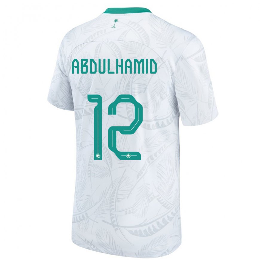 Kandiny Hombre Camiseta Arabia Saudita Saud Abdulhamid #12 Blanco 1ª Equipación 22-24 La Camisa Chile