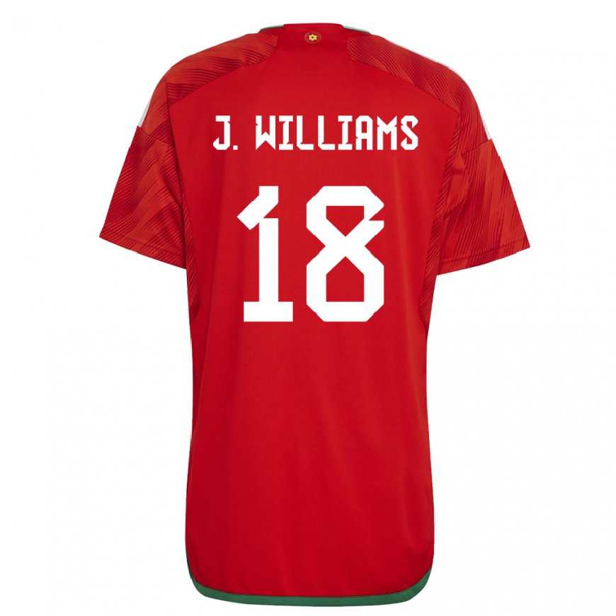Kandiny Hombre Camiseta Gales Jonathan Williams #18 Rojo 1ª Equipación 22-24 La Camisa Chile
