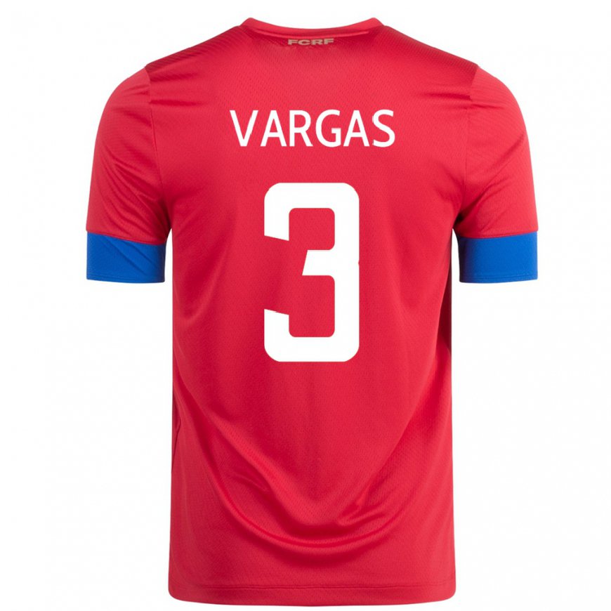 Kandiny Hombre Camiseta Costa Rica Juan Pablo Vargas #3 Rojo 1ª Equipación 22-24 La Camisa Chile