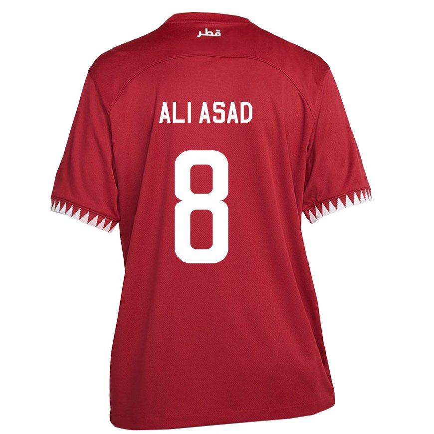 Kandiny Hombre Camiseta Catar Ali Asad #8 Granate 1ª Equipación 22-24 La Camisa Chile