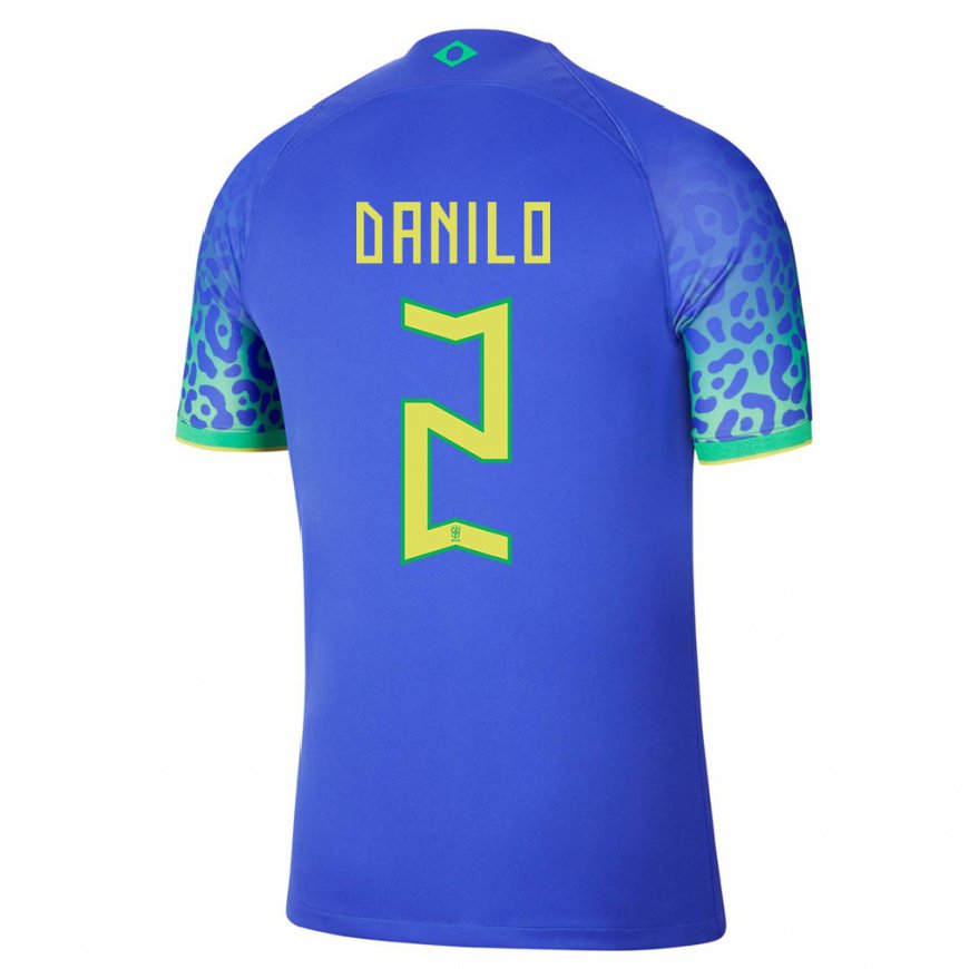 Kandiny Hombre Camiseta Brasil Danilo #2 Azul 2ª Equipación 22-24 La Camisa Chile