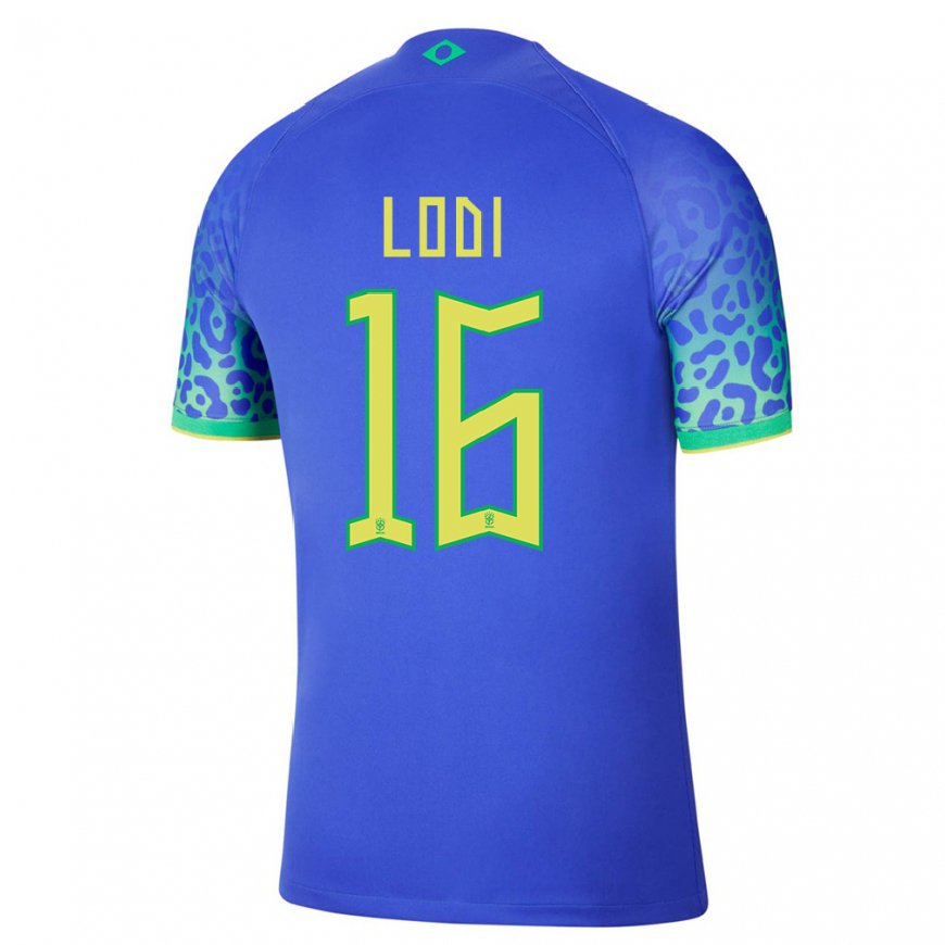 Kandiny Hombre Camiseta Brasil Renan Lodi #16 Azul 2ª Equipación 22-24 La Camisa Chile