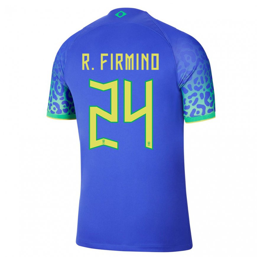 Kandiny Hombre Camiseta Brasil Roberto Firmino #24 Azul 2ª Equipación 22-24 La Camisa Chile