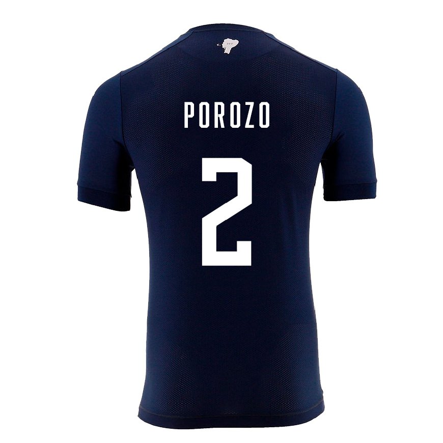 Kandiny Hombre Camiseta Ecuador Jackson Porozo #2 Azul Marino 2ª Equipación 22-24 La Camisa Chile