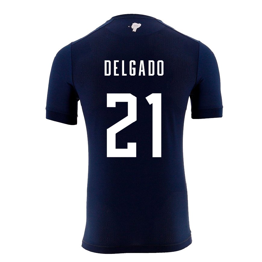 Kandiny Hombre Camiseta Ecuador Patrickson Delgado #21 Azul Marino 2ª Equipación 22-24 La Camisa Chile