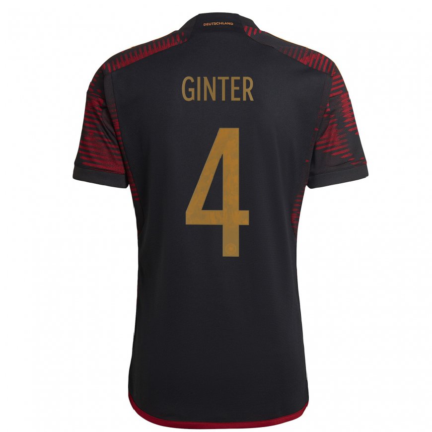 Kandiny Hombre Camiseta Alemania Matthias Ginter #4 Granate Negro 2ª Equipación 22-24 La Camisa Chile