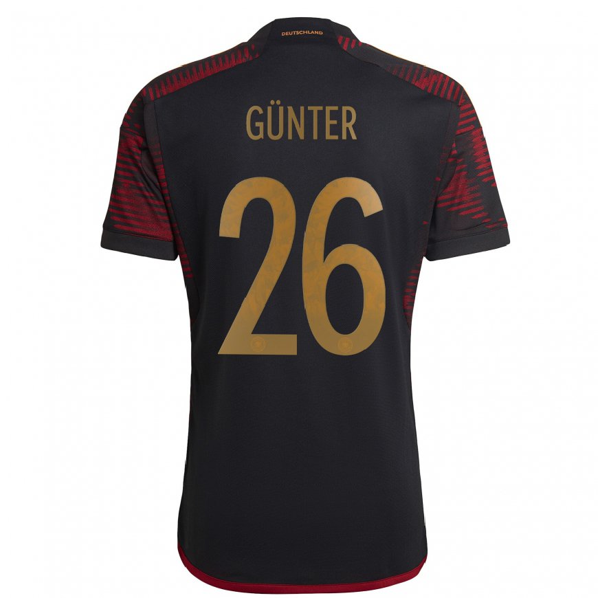 Kandiny Hombre Camiseta Alemania Christian Günter #26 Granate Negro 2ª Equipación 22-24 La Camisa Chile