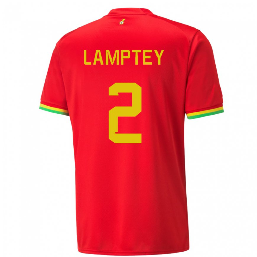 Kandiny Hombre Camiseta Ghana Tariq Lamptey #2 Rojo 2ª Equipación 22-24 La Camisa Chile