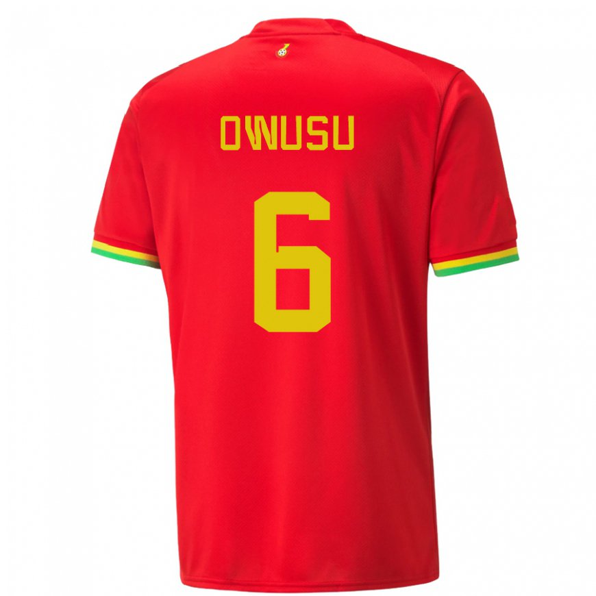 Kandiny Hombre Camiseta Ghana Elisha Owusu #6 Rojo 2ª Equipación 22-24 La Camisa Chile