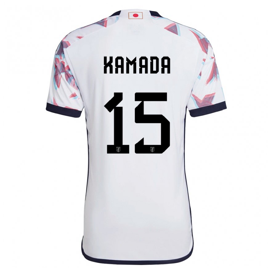 Kandiny Hombre Camiseta Japón Daichi Kamada #15 Blanco 2ª Equipación 22-24 La Camisa Chile