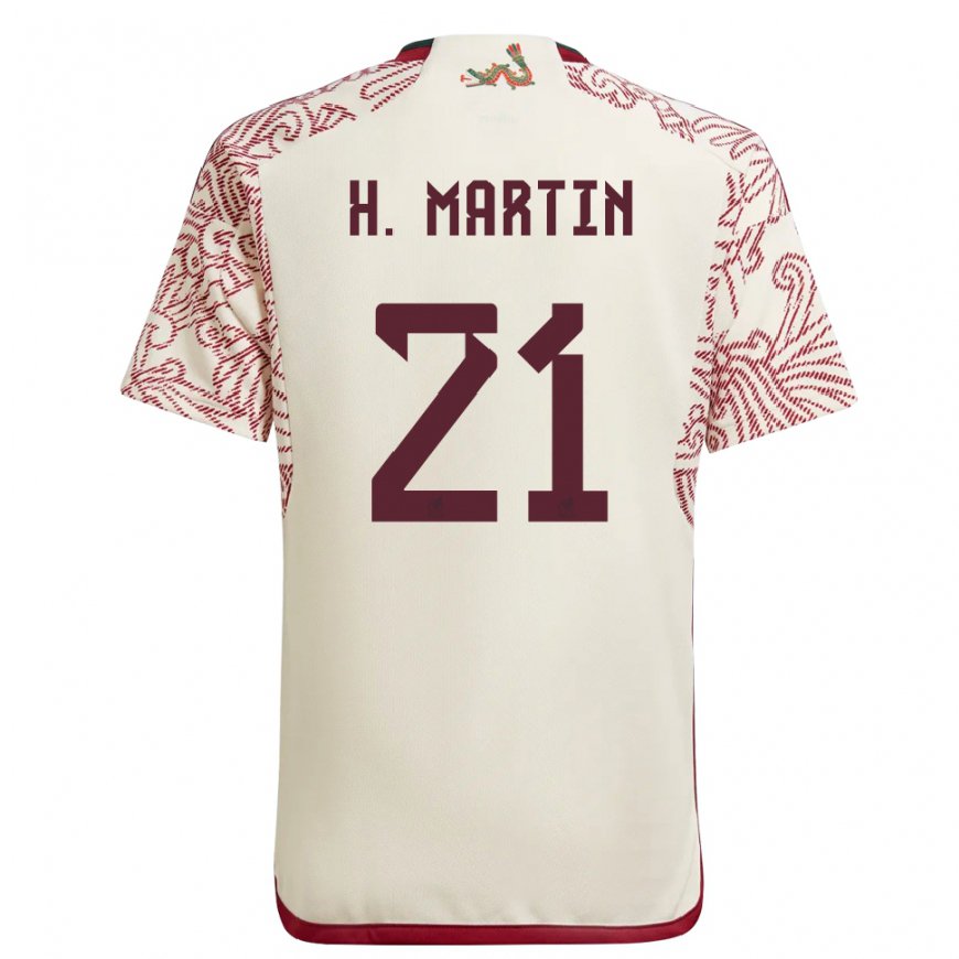 Kandiny Hombre Camiseta México Henry Martin #21 Maravilla Blanco Rojo 2ª Equipación 22-24 La Camisa Chile
