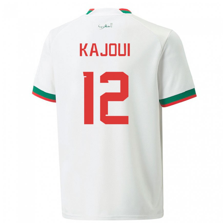 Kandiny Hombre Camiseta Marruecos Munir Kajoui #12 Blanco 2ª Equipación 22-24 La Camisa Chile