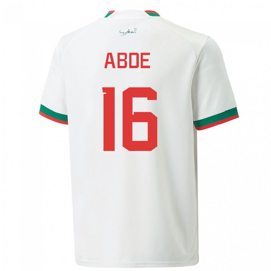 Kandiny Hombre Camiseta Marruecos Ez Abde #16 Blanco 2ª Equipación 22-24 La Camisa Chile
