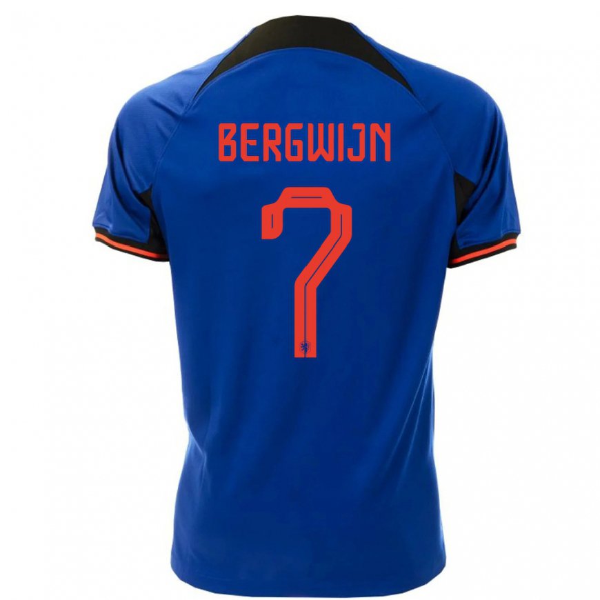 Kandiny Hombre Camiseta Países Bajos Steven Bergwijn #7 Azul Real 2ª Equipación 22-24 La Camisa Chile