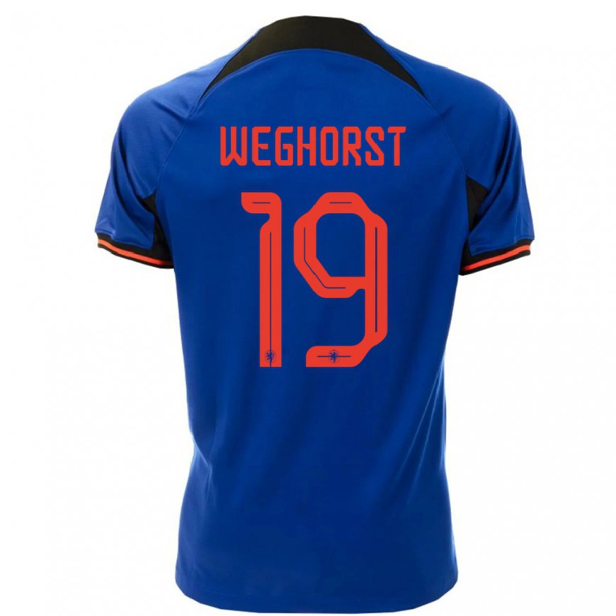 Kandiny Hombre Camiseta Países Bajos Wout Weghorst #19 Azul Real 2ª Equipación 22-24 La Camisa Chile