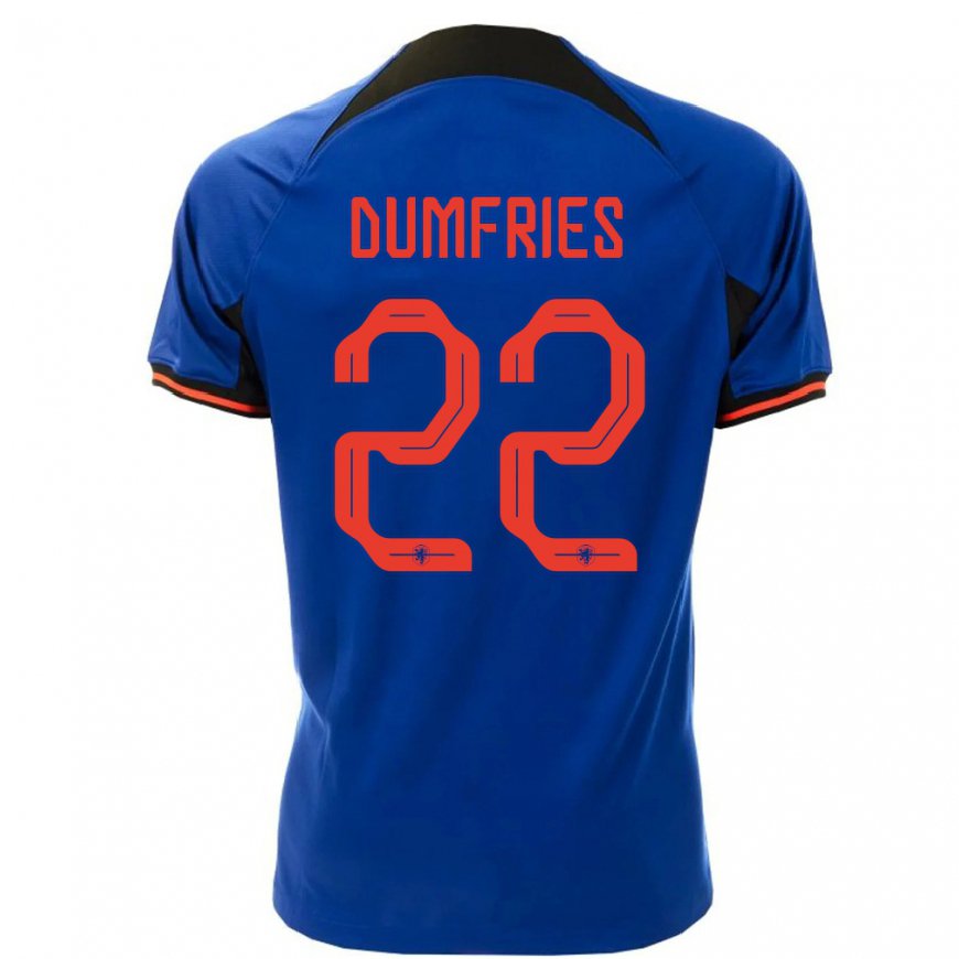 Kandiny Hombre Camiseta Países Bajos Denzel Dumfries #22 Azul Real 2ª Equipación 22-24 La Camisa Chile