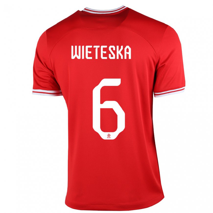 Kandiny Hombre Camiseta Polonia Mateusz Wieteska #6 Rojo 2ª Equipación 22-24 La Camisa Chile