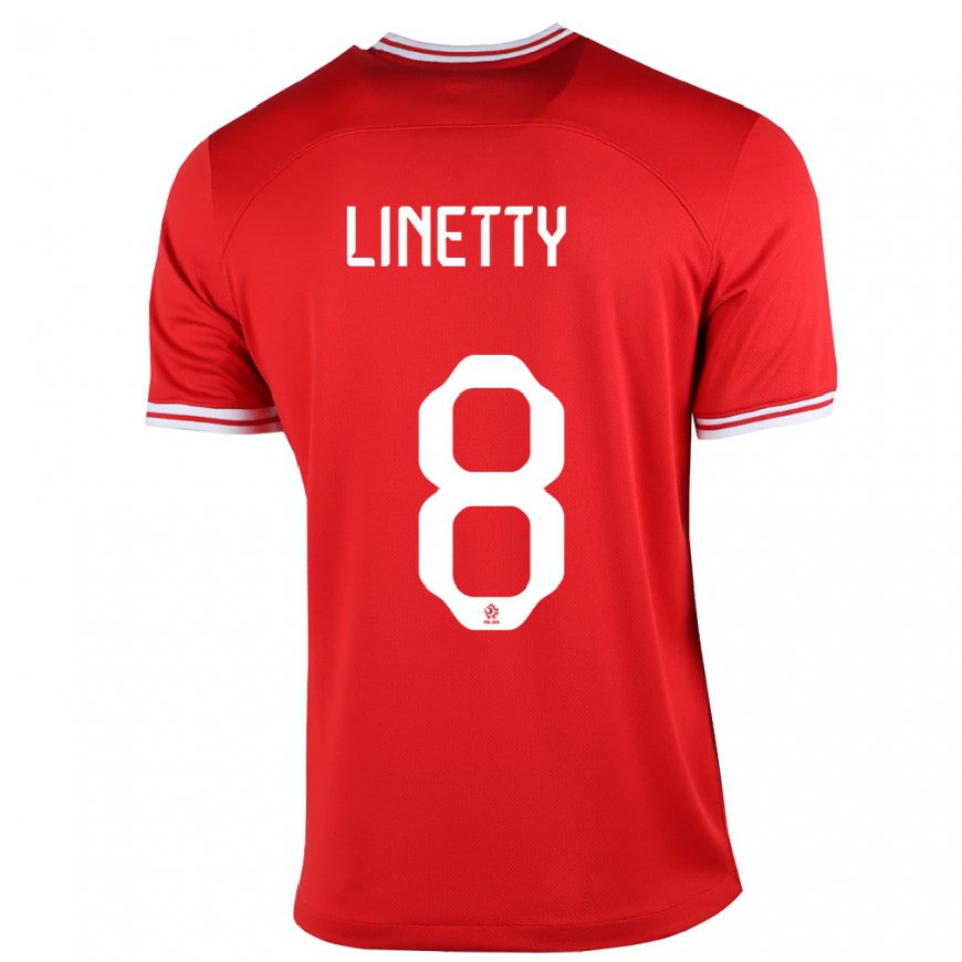 Kandiny Hombre Camiseta Polonia Karol Linetty #8 Rojo 2ª Equipación 22-24 La Camisa Chile