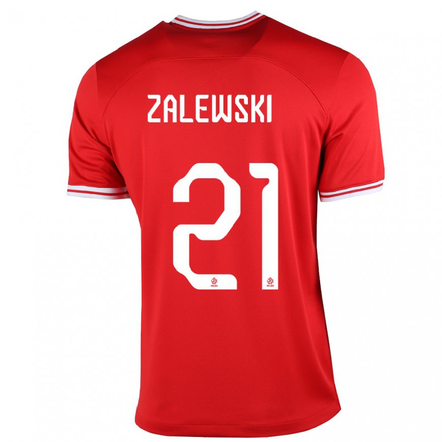 Kandiny Hombre Camiseta Polonia Nicola Zalewski #21 Rojo 2ª Equipación 22-24 La Camisa Chile