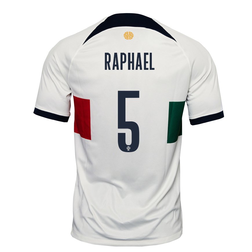 Kandiny Hombre Camiseta Portugal Raphael Guerreiro #5 Blanco 2ª Equipación 22-24 La Camisa Chile