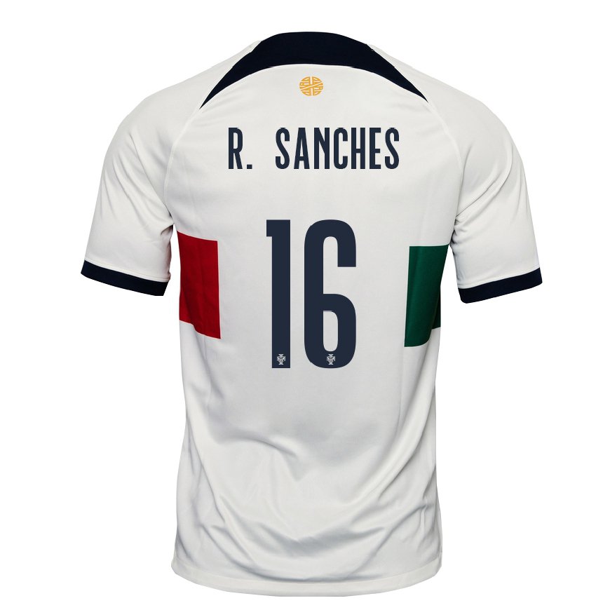 Kandiny Hombre Camiseta Portugal Renato Sanches #16 Blanco 2ª Equipación 22-24 La Camisa Chile
