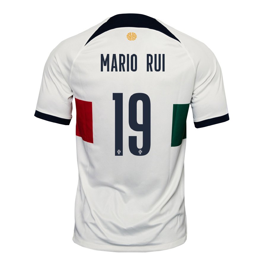 Kandiny Hombre Camiseta Portugal Mario Rui #19 Blanco 2ª Equipación 22-24 La Camisa Chile