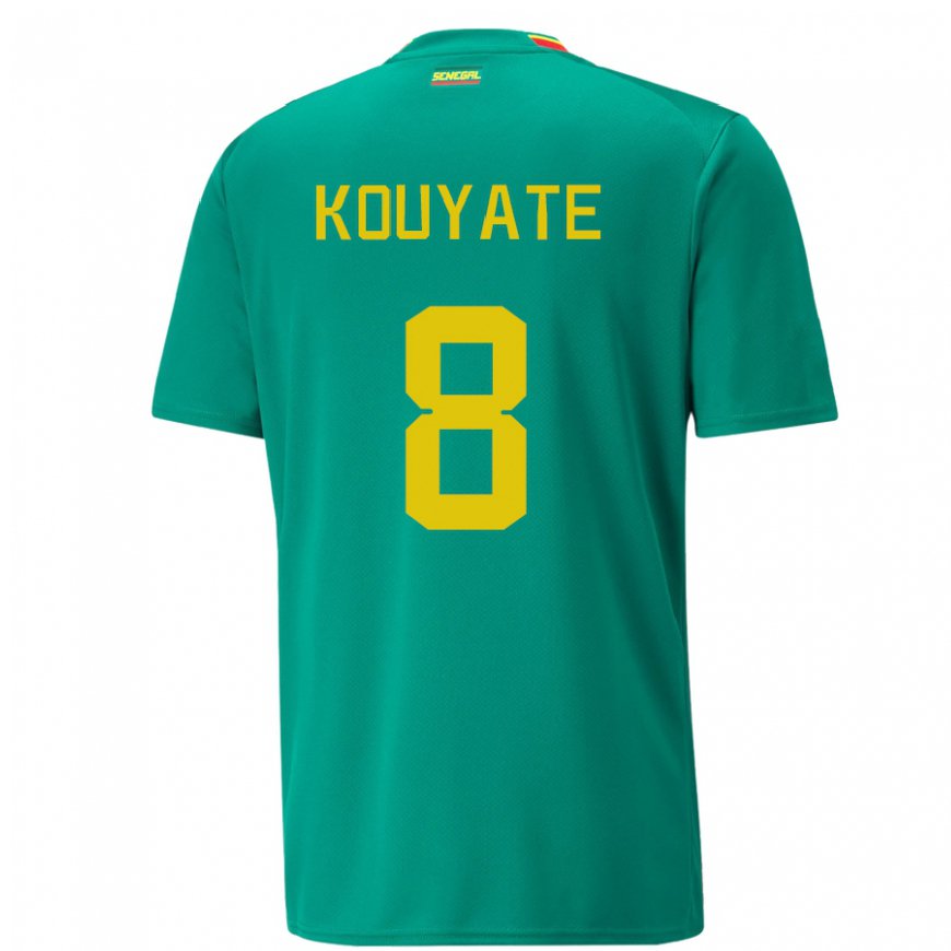 Kandiny Hombre Camiseta Senegal Cheikhou Kouyate #8 Verde 2ª Equipación 22-24 La Camisa Chile