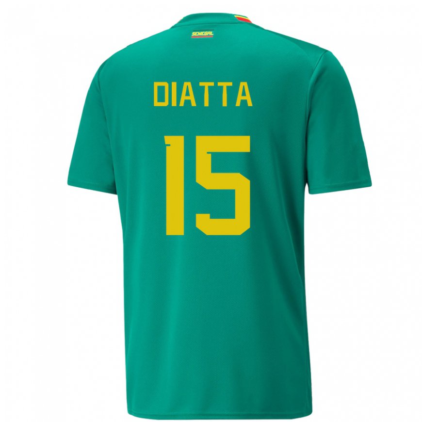 Kandiny Hombre Camiseta Senegal Krepin Diatta #15 Verde 2ª Equipación 22-24 La Camisa Chile