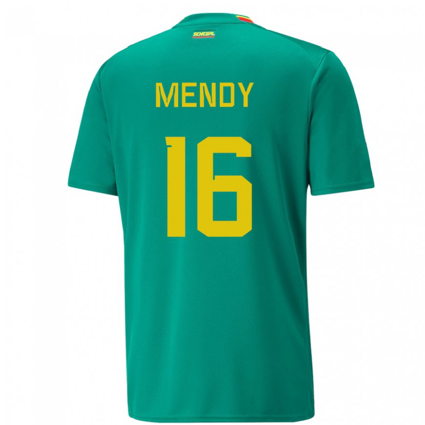 Kandiny Hombre Camiseta Senegal Edouard Mendy #16 Verde 2ª Equipación 22-24 La Camisa Chile