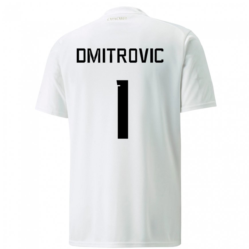 Kandiny Hombre Camiseta Serbia Marko Dmitrovic #1 Blanco 2ª Equipación 22-24 La Camisa Chile