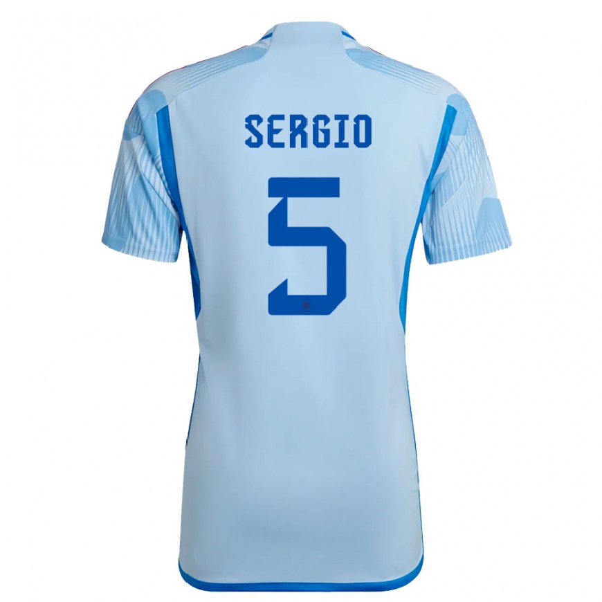 Kandiny Hombre Camiseta España Sergio Busquets #5 Cielo Azul 2ª Equipación 22-24 La Camisa Chile