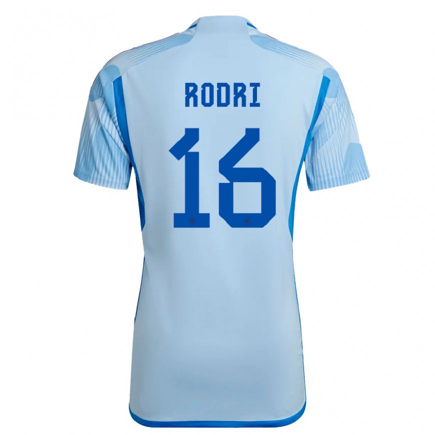 Kandiny Hombre Camiseta España Rodri #16 Cielo Azul 2ª Equipación 22-24 La Camisa Chile