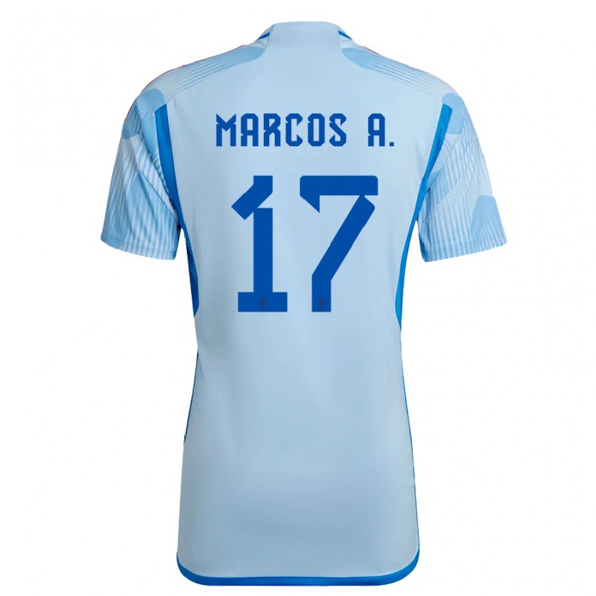 Kandiny Hombre Camiseta España Marcos Alonso #17 Cielo Azul 2ª Equipación 22-24 La Camisa Chile