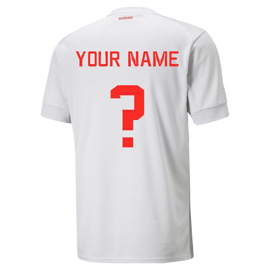 Kandiny Hombre Camiseta Suiza Su Nombre #0 Blanco 2ª Equipación 22-24 La Camisa Chile