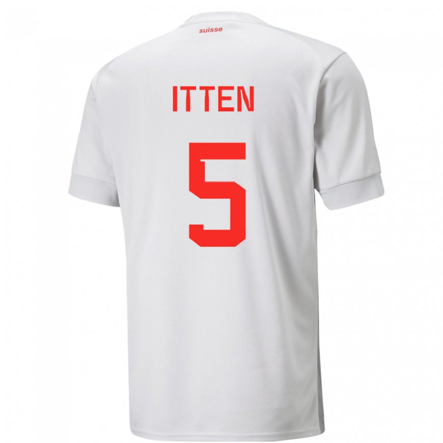 Kandiny Hombre Camiseta Suiza Cedric Itten #5 Blanco 2ª Equipación 22-24 La Camisa Chile