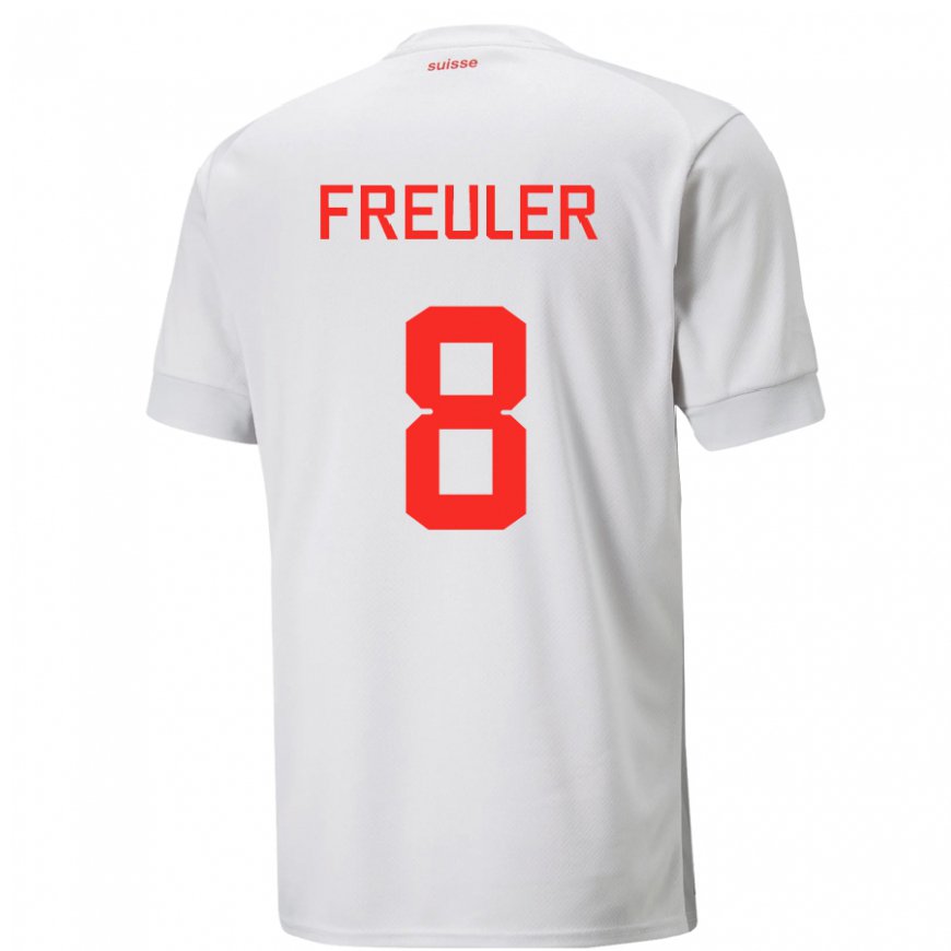 Kandiny Hombre Camiseta Suiza Remo Freuler #8 Blanco 2ª Equipación 22-24 La Camisa Chile