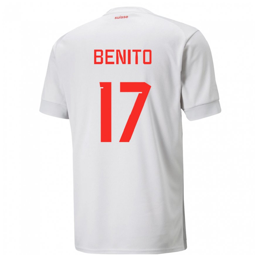 Kandiny Hombre Camiseta Suiza Loris Benito #17 Blanco 2ª Equipación 22-24 La Camisa Chile