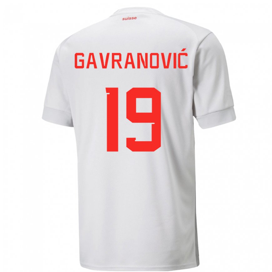 Kandiny Hombre Camiseta Suiza Mario Gavranovic #19 Blanco 2ª Equipación 22-24 La Camisa Chile