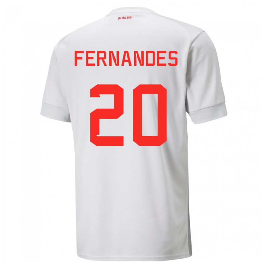 Kandiny Hombre Camiseta Suiza Edimilson Fernandes #20 Blanco 2ª Equipación 22-24 La Camisa Chile