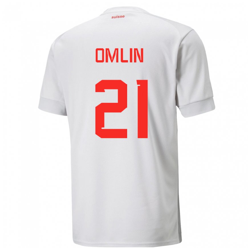 Kandiny Hombre Camiseta Suiza Jonas Omlin #21 Blanco 2ª Equipación 22-24 La Camisa Chile