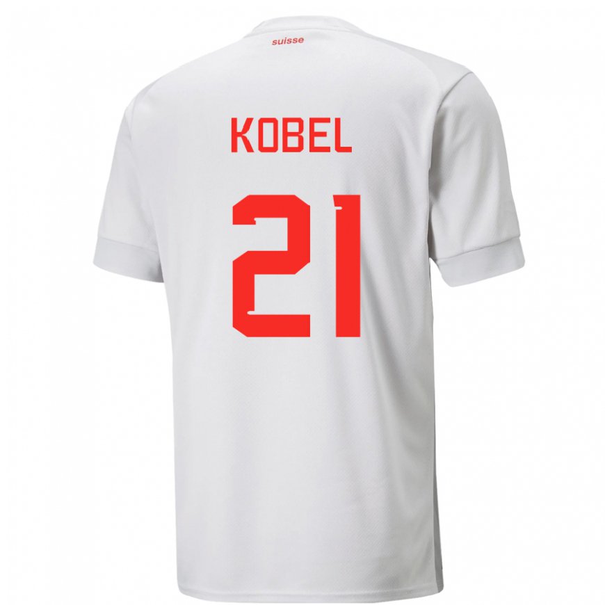 Kandiny Hombre Camiseta Suiza Gregor Kobel #21 Blanco 2ª Equipación 22-24 La Camisa Chile