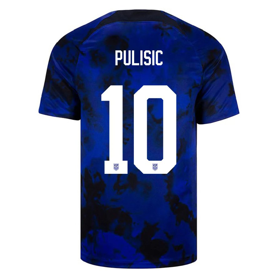 Kandiny Hombre Camiseta Estados Unidos Christian Pulisic #10 Azul Real 2ª Equipación 22-24 La Camisa Chile