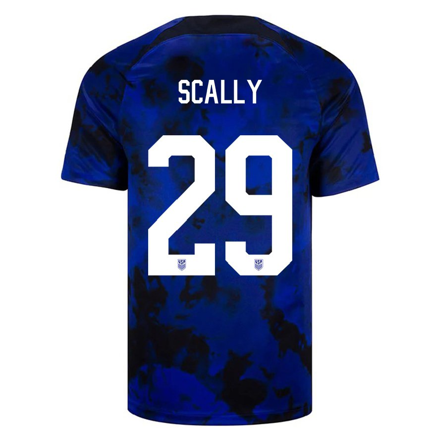 Kandiny Hombre Camiseta Estados Unidos Joseph Scally #29 Azul Real 2ª Equipación 22-24 La Camisa Chile