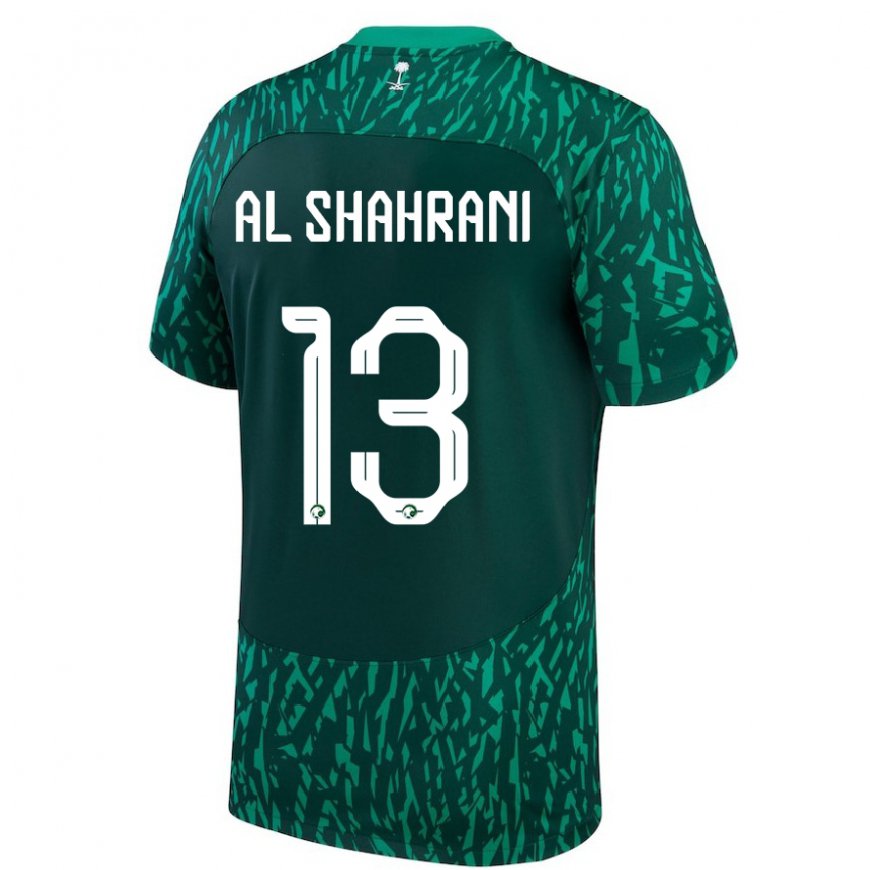Kandiny Hombre Camiseta Arabia Saudita Yaseer Al Shahrani #13 Verde Oscuro 2ª Equipación 22-24 La Camisa Chile