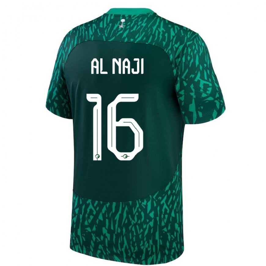 Kandiny Hombre Camiseta Arabia Saudita Sami Al Naji #16 Verde Oscuro 2ª Equipación 22-24 La Camisa Chile