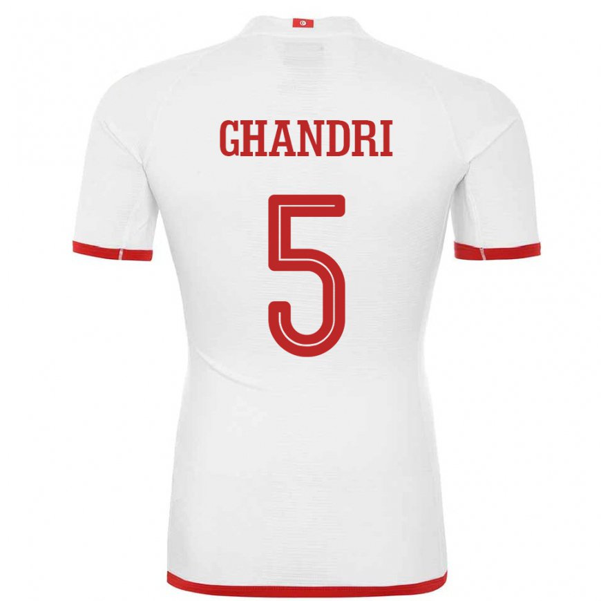 Kandiny Hombre Camiseta Túnez Nader Ghandri #5 Blanco 2ª Equipación 22-24 La Camisa Chile