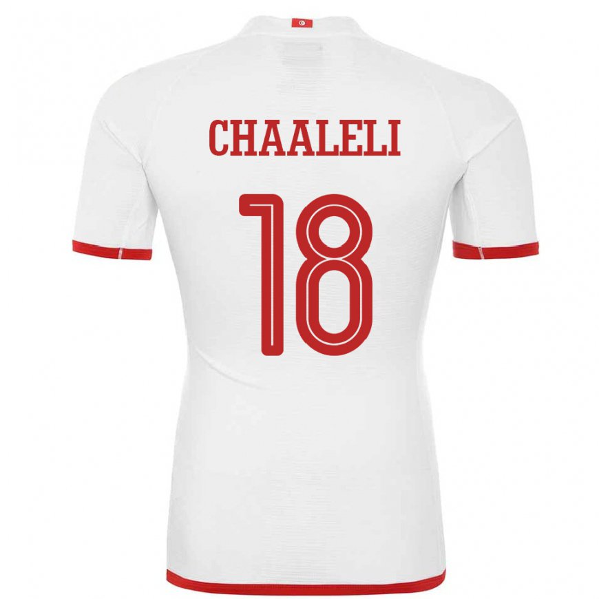 Kandiny Hombre Camiseta Túnez Ghaliene Chaaleli #18 Blanco 2ª Equipación 22-24 La Camisa Chile