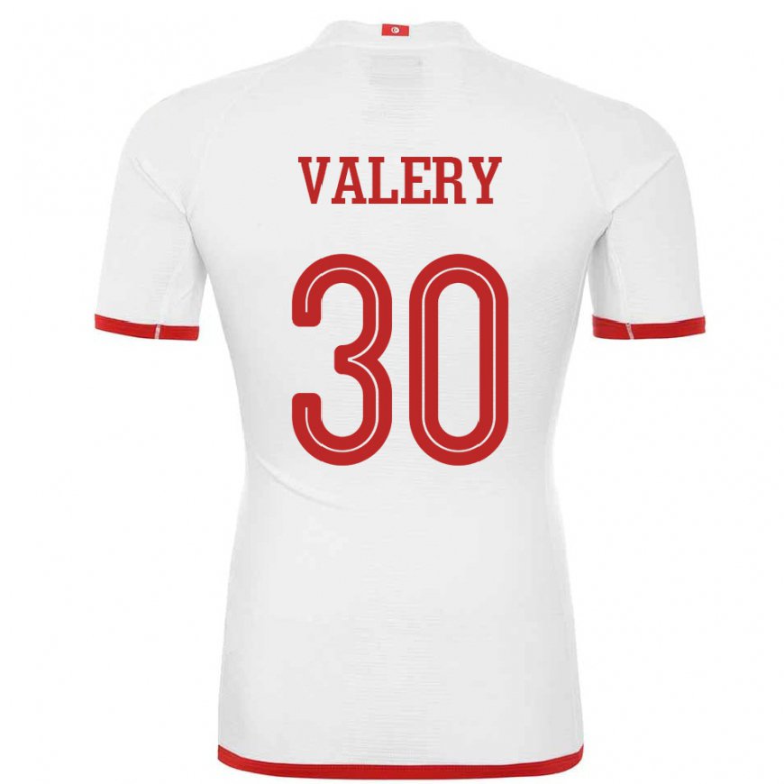 Kandiny Hombre Camiseta Túnez Yann Valery #30 Blanco 2ª Equipación 22-24 La Camisa Chile