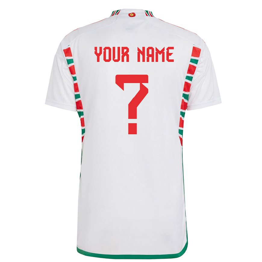 Kandiny Hombre Camiseta Gales Su Nombre #0 Blanco 2ª Equipación 22-24 La Camisa Chile