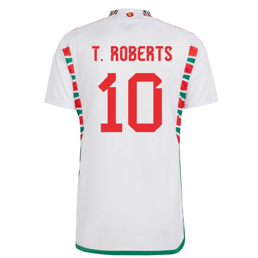Kandiny Hombre Camiseta Gales Tyler Roberts #10 Blanco 2ª Equipación 22-24 La Camisa Chile
